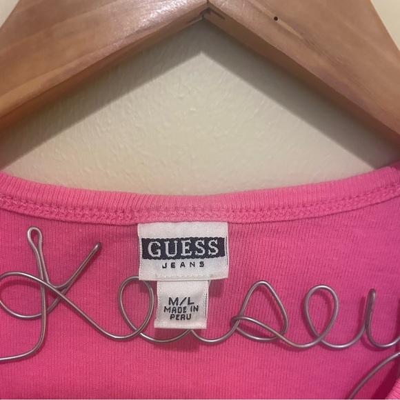 Y2K GUESS Fuchsia Tank Top with Logo - Picture 3 of 3
